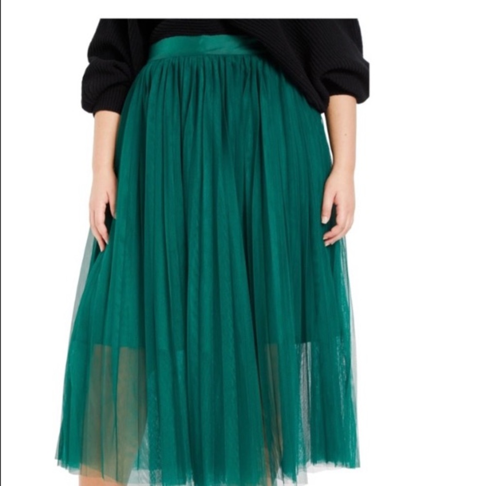 ELOQUII - Green Tulle Maxi Skirt